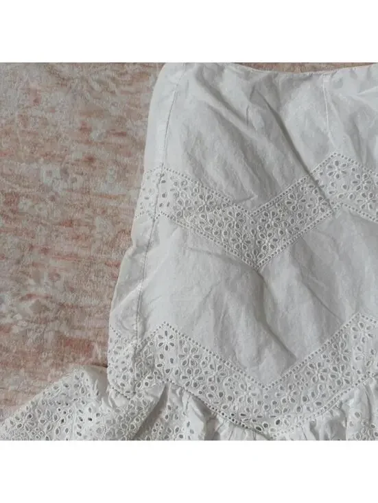 H&M White Eyelet Lace Ruffle Mini Skirt Cottagecore - Picture 2 of 5